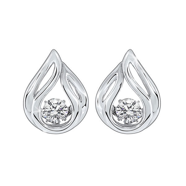 solitaire teardrop anniversary cz earrings in sterling silver