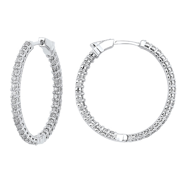 diamond inside out round 14k white gold hoop earrings (1 ctw)