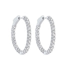 diamond inside out round 14k white gold hoop earrings (2 ctw)