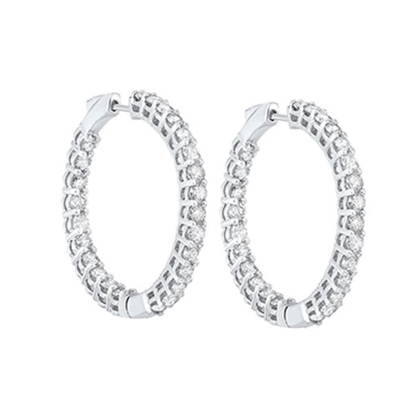 diamond inside out round 14k white gold hoop earrings (5 ctw)