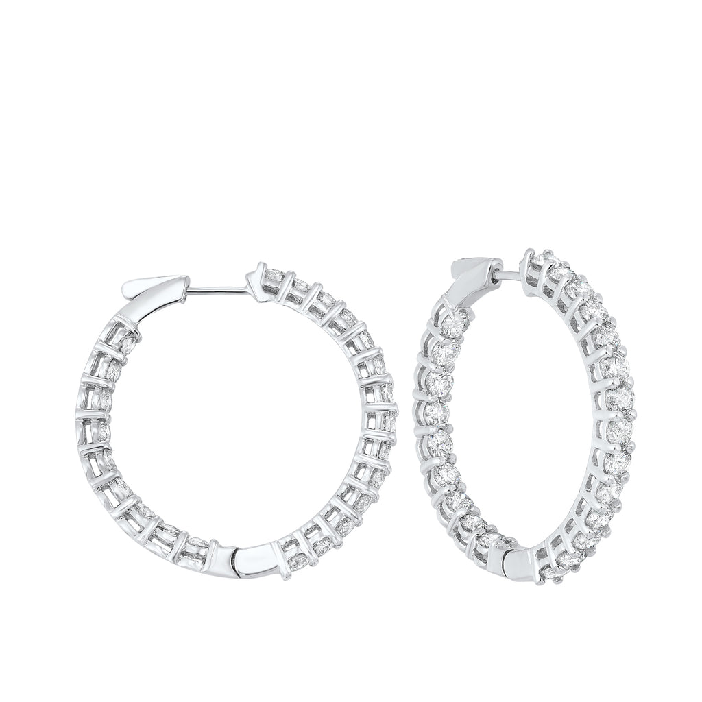 diamond inside out round 14k white gold hoop earrings (7 ctw)