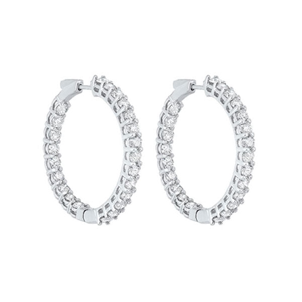 diamond inside out round 14k white gold hoop earrings (7 ctw)