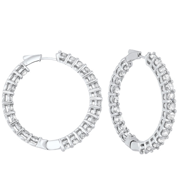 diamond inside out round 14k white gold hoop earrings (10 ctw)