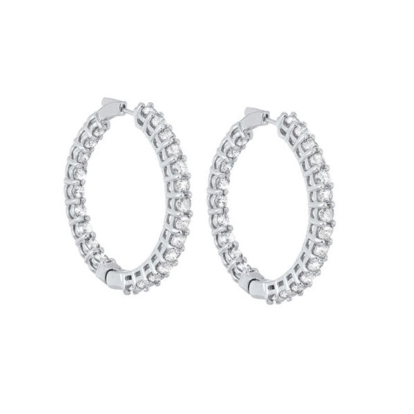 diamond inside out round 14k white gold hoop earrings (10 ctw)