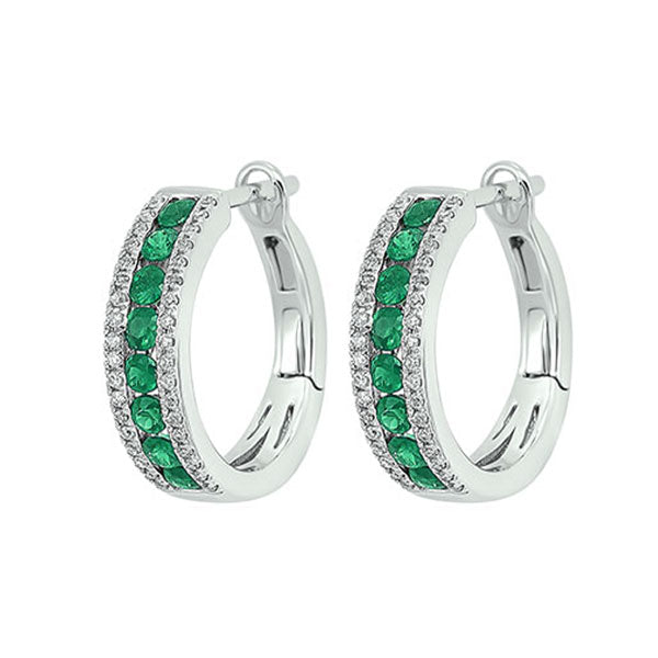 3 row channel set emerald earrings in 14k white gold (1/5 ct. tw.)