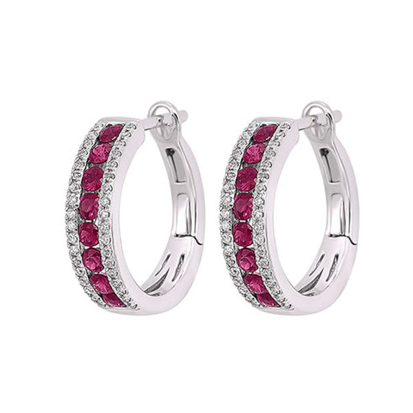 3 row channel set ruby earrings in 14k white gold (1/5 ct. tw.)