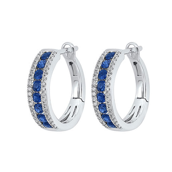 3 row channel set sapphire earrings in 14k white gold (1/5 ct. tw.)