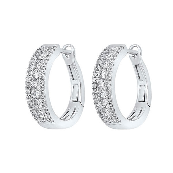 3 row channel set diamond earrings in 14k white gold (3/4 ct. tw.)