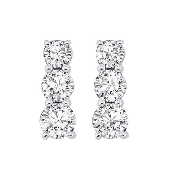 3 row channel set diamond earrings in sterling silver (1/3 ct. tw.)