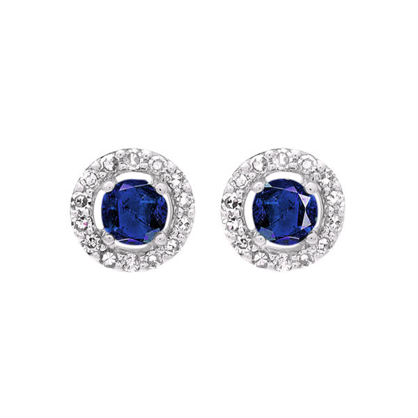 diamond halo and sapphire prong set earrings in 10k white gold (2/250 ct. tw.)