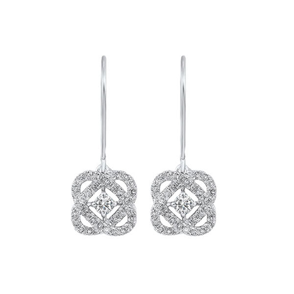 diamond infinity love heart knot dangle earrings in 14k white gold (1/2ctw)