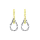 diamond teardrop twisted dangle earrings in 14k two-tone gold (1/10ctw)