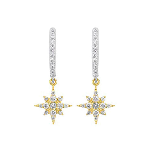 starburst diamond drop earrings in two-tone 14k gold (1/4 ct. tw.)