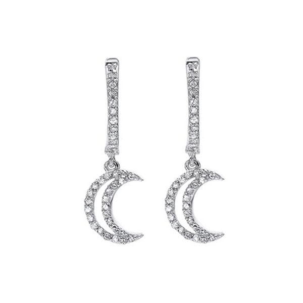 crescent diamond drop earrings in 14k white gold (1/4 ct. tw.)