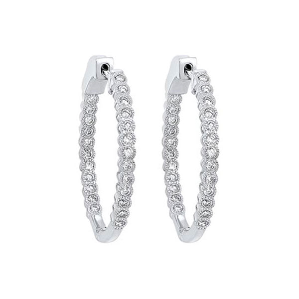 diamond bubble inside out hoop earrings in 14k white gold (1 ctw)