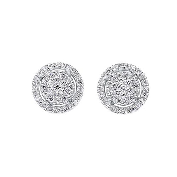 diamond halo cluster eternity earrings in 14k white gold (1/2ctw)