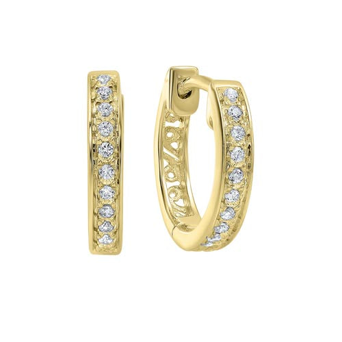 diamond slim hoop earrings in 14 yellow gold (1/10ctw)