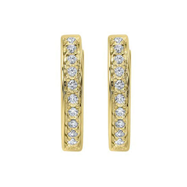 diamond slim hoop earrings in 14 yellow gold (1/10ctw)