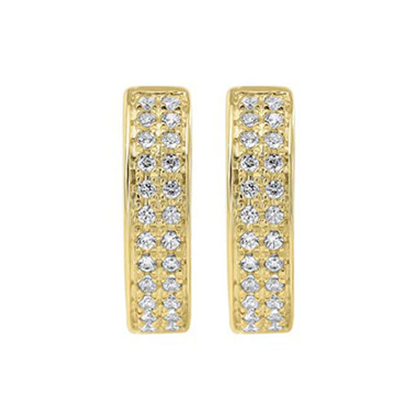 diamond double row hoop earrings in 14k yellow gold (1/4ctw)