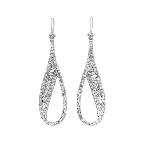 diamond modern elongated oval drop earrings in 14k white gold (3/4ctw)