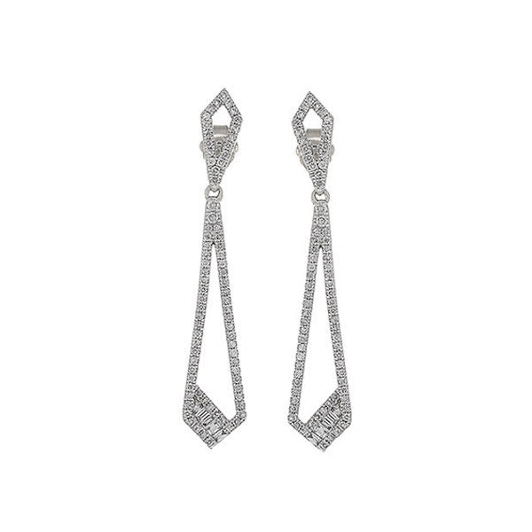 diamond modern geometric dangle earrings in 14k white gold (3/4 ctw)