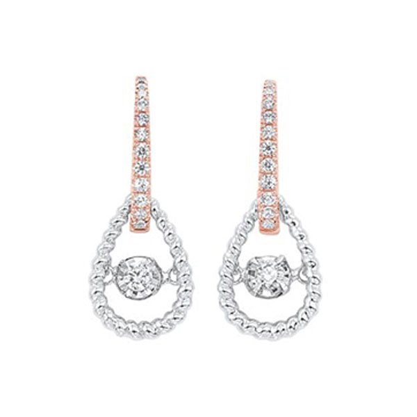 diamond door knocker drop earrings in 10k two-tone gold (1/4ctw)