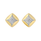 diamond square pillow stud earrings in yellow gold (1/4ctw)