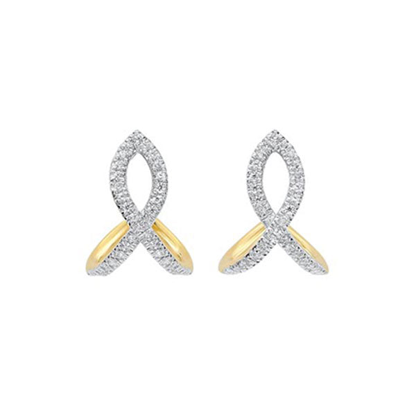 diamond ribbon earrings in 14k yellow gold (1/6 ct. tw.)