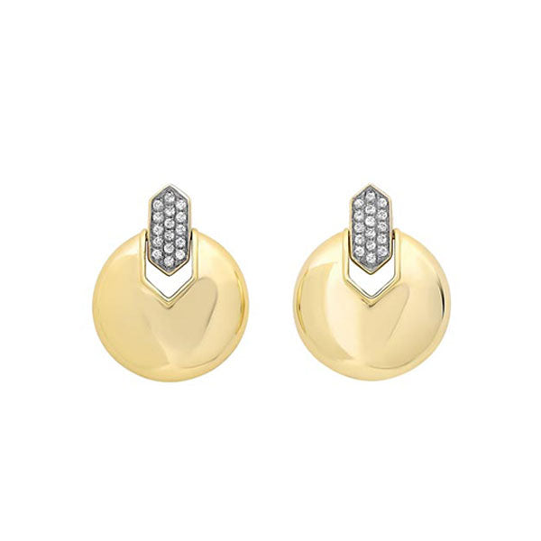 diamond button dangle earrings in yellow gold (1/10ctw)