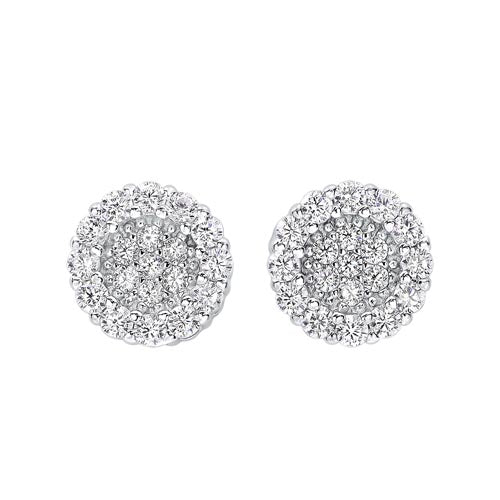 circle halo cluster cz earrings in sterling silver