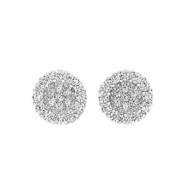 circle halo cluster cz earrings in sterling silver