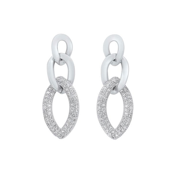 triple chain dangle cz earrings in sterling silver