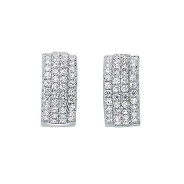 triple row huggie hoop cz earrings in sterling silver