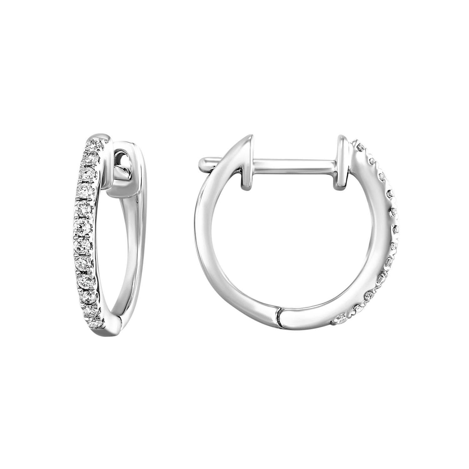 diamond hoops in 10k white gold (1/10 ct. tw.)