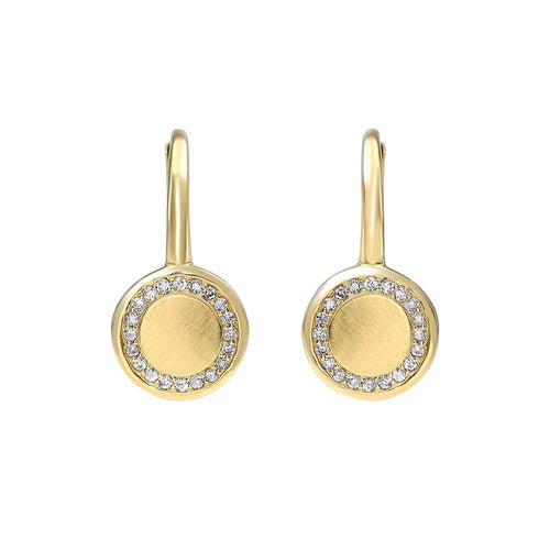 diamond eternity halo dangle earrings in gold (1/8ctw)