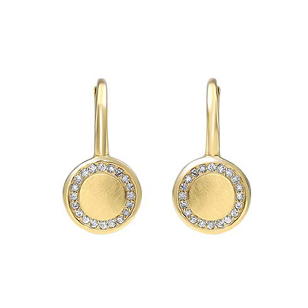 diamond eternity halo dangle earrings in gold (1/8ctw)