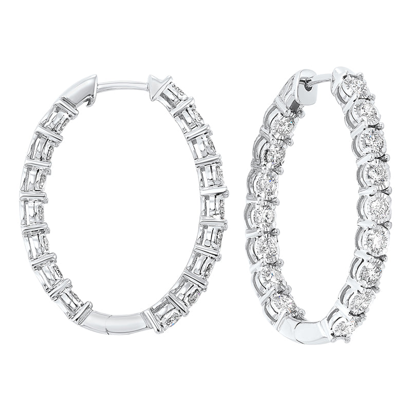 diamond starburst inside out oval hoop earrings in 14k white gold 2 ctw)