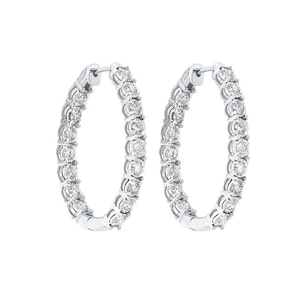 diamond starburst inside out oval hoop earrings in 14k white gold 2 ctw)