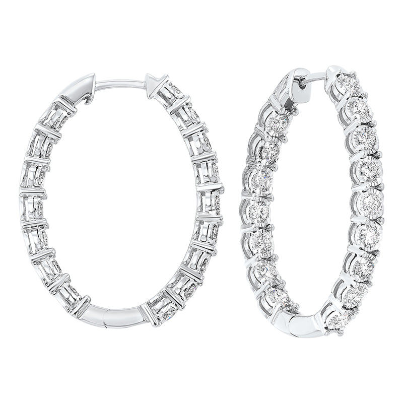 diamond inside out starburst chunky oval hoop earrings in 14k white gold (1 ctw)