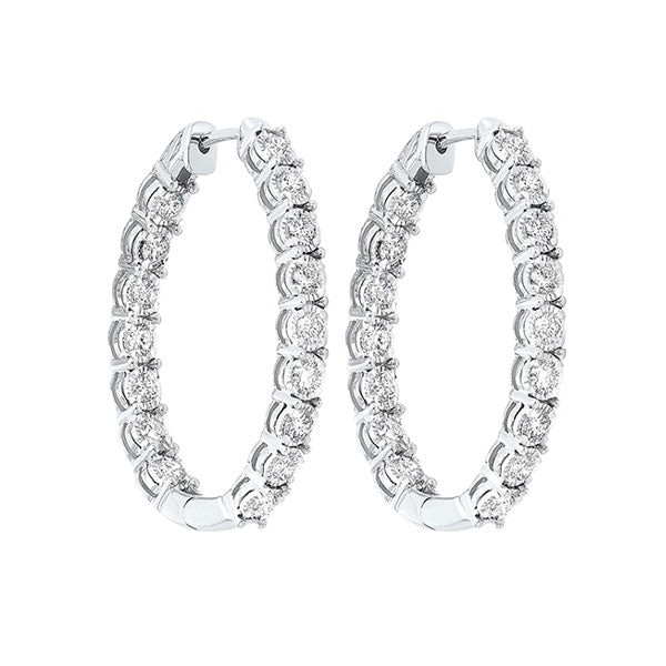 diamond inside out starburst chunky oval hoop earrings in 14k white gold (1 ctw)