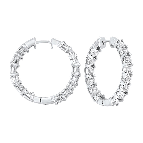 diamond inside out chunky round hoop earrings in 14k white gold (2 ctw)