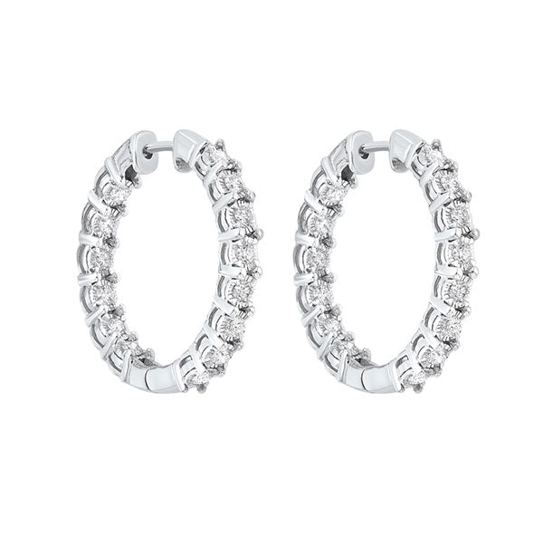 diamond inside out chunky round hoop earrings in 14k white gold (2 ctw)