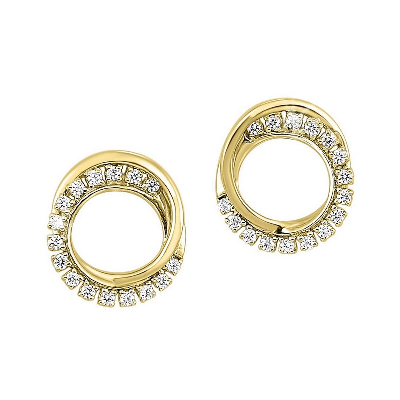 diamond double eternity circle stud earrings in 14k yellow gold (1/6 ctw)