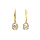 diamond teardrop halo dangle earrings in 14k yellow gold (1/10ctw)