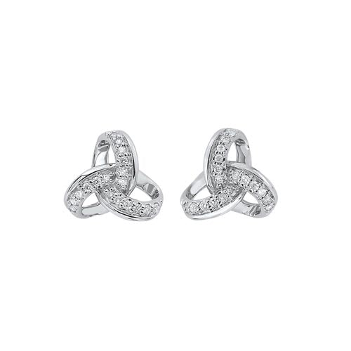 diamond knot earrings in 10k white gold (1/10 ct. tw.)