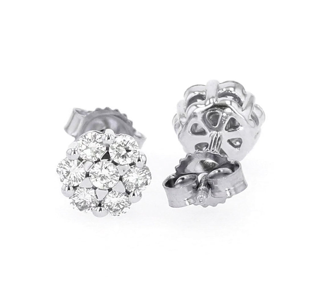 diamond cluster earrings in 14k white gold (1/10 ctw)