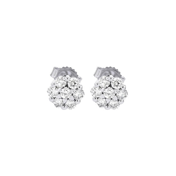 diamond cluster earrings in 14k white gold (1/10 ctw)