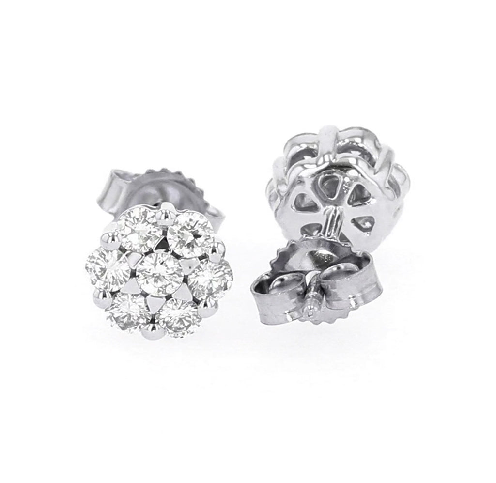 diamond cluster earrings in 14k white gold (1/7 ctw)