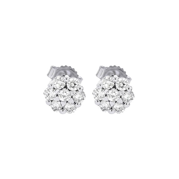 diamond cluster earrings in 14k white gold (1/7 ctw)