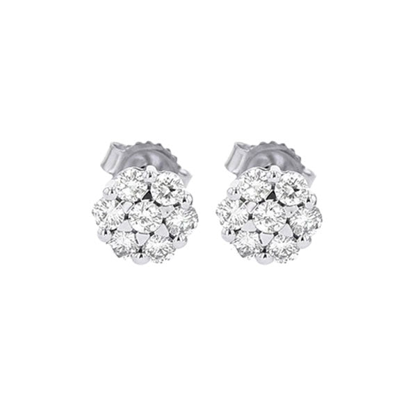 diamond cluster earrings in 14k white gold (1/4 ctw)